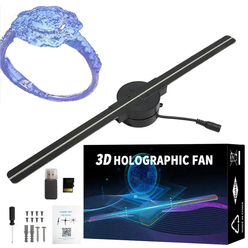 Christmas Holographic LED Fan Projector - 3D Hologram Display Kit