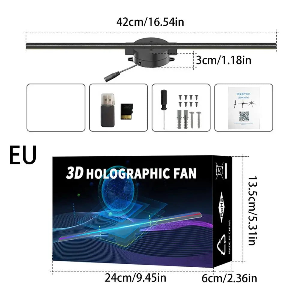 3D Hologram Fan Projector - 244 LEDs, Holiday Image & Video Display