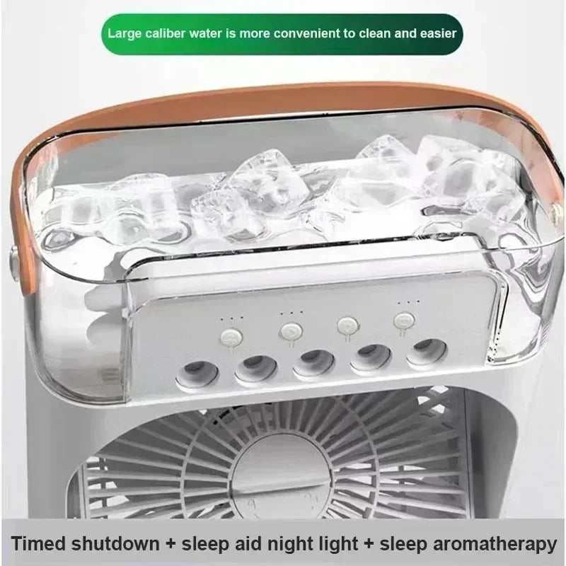 Fan with LED Night Light Portable Humidifier - Mini Air Cooler for Home Office,Spray Misting CoolingUSBMulti-functional Desk Fan