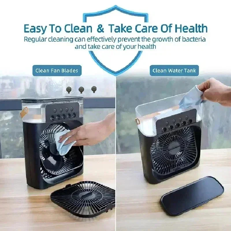 Fan with LED Night Light Portable Humidifier - Mini Air Cooler for Home Office,Spray Misting CoolingUSBMulti-functional Desk Fan