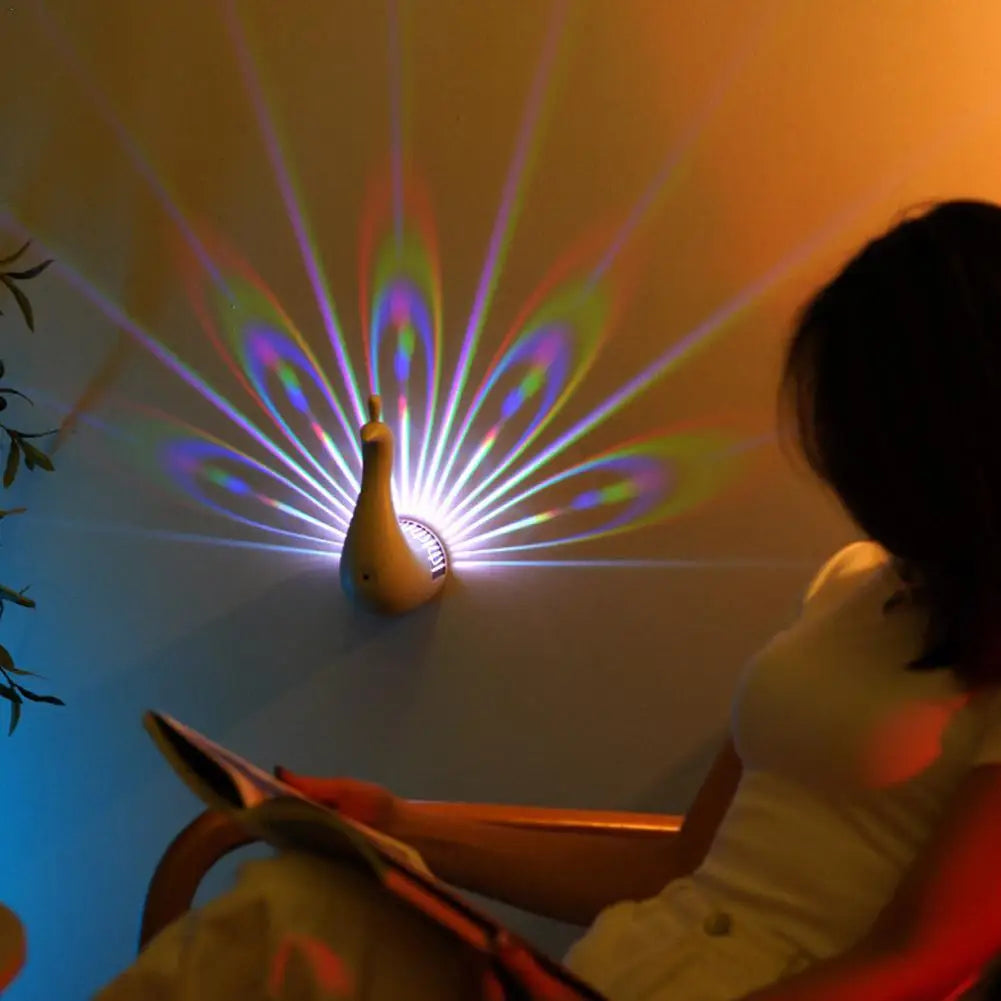 Peacock Projector Lamp - 9 Modes, Remote-Controlled Colorful Night Light