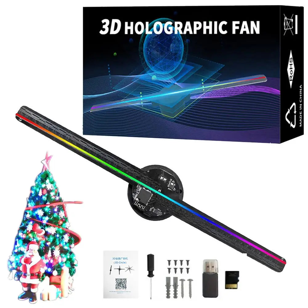 3D Hologram LED Fan Projector - Holographic Christmas Tree & Party Decor