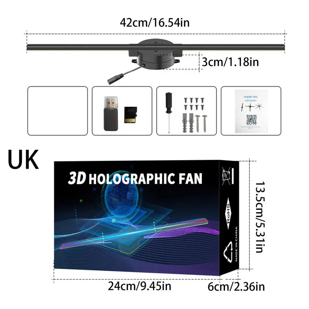 3D Hologram Fan Projector - 244 LEDs, Holiday Image & Video Display