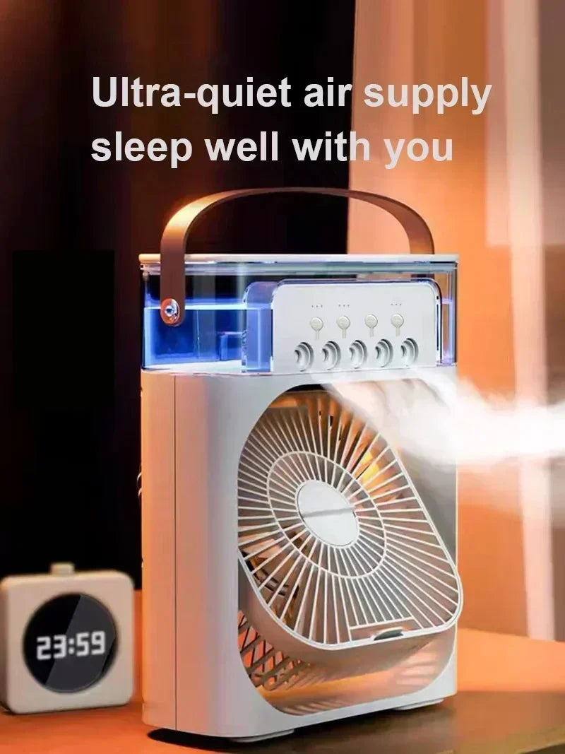Fan with LED Night Light Portable Humidifier - Mini Air Cooler for Home Office,Spray Misting CoolingUSBMulti-functional Desk Fan