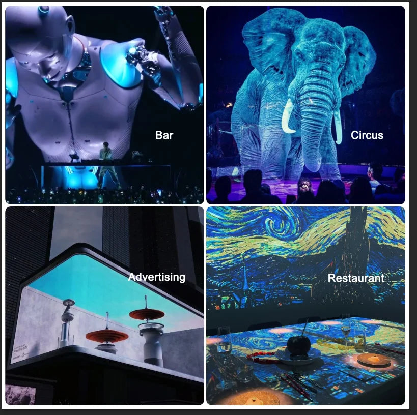 3D Transparent Holographic Projection Screen Adhesive Rear Projection Film for Exhibition Showcase Advertising Different Sizes