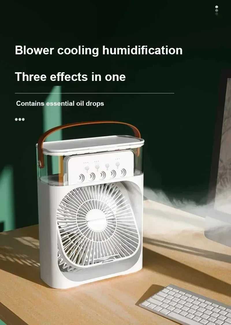 Fan with LED Night Light Portable Humidifier - Mini Air Cooler for Home Office,Spray Misting CoolingUSBMulti-functional Desk Fan