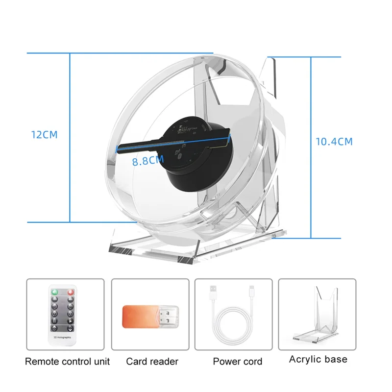 AF95-3D Fan Hologram Projector Desktop LED Sign Holographic Lamp Player Remote Display Support Images And Video