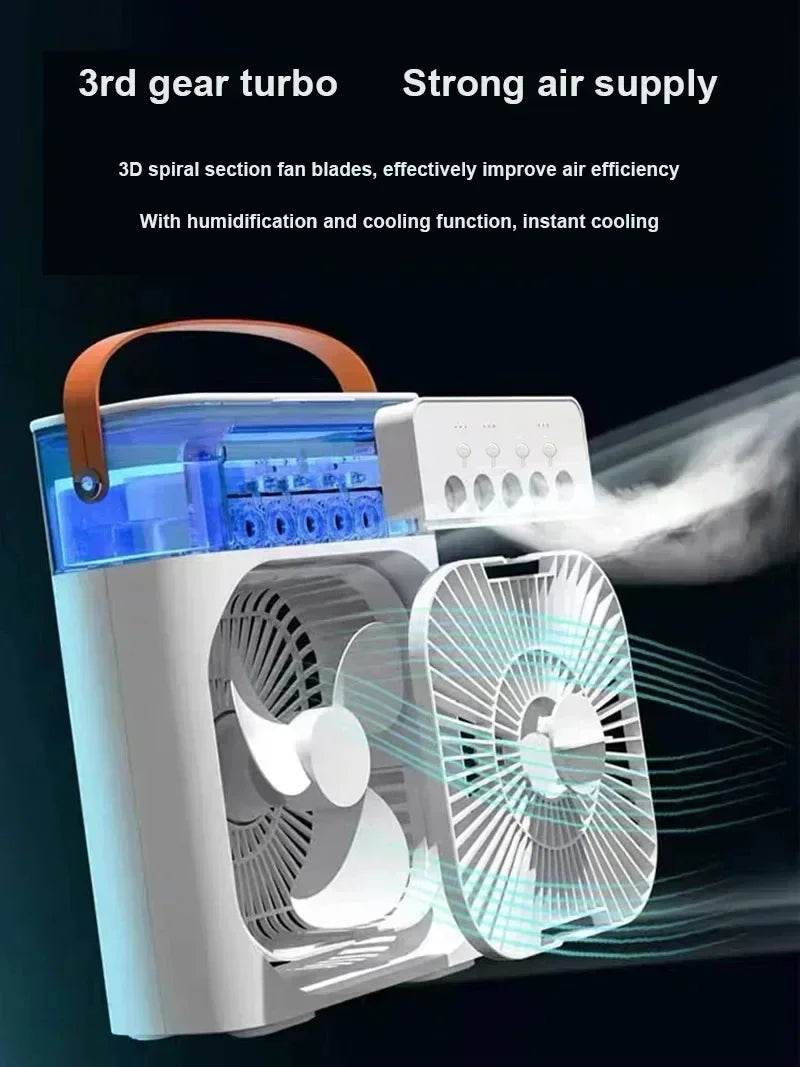 Fan with LED Night Light Portable Humidifier - Mini Air Cooler for Home Office,Spray Misting CoolingUSBMulti-functional Desk Fan