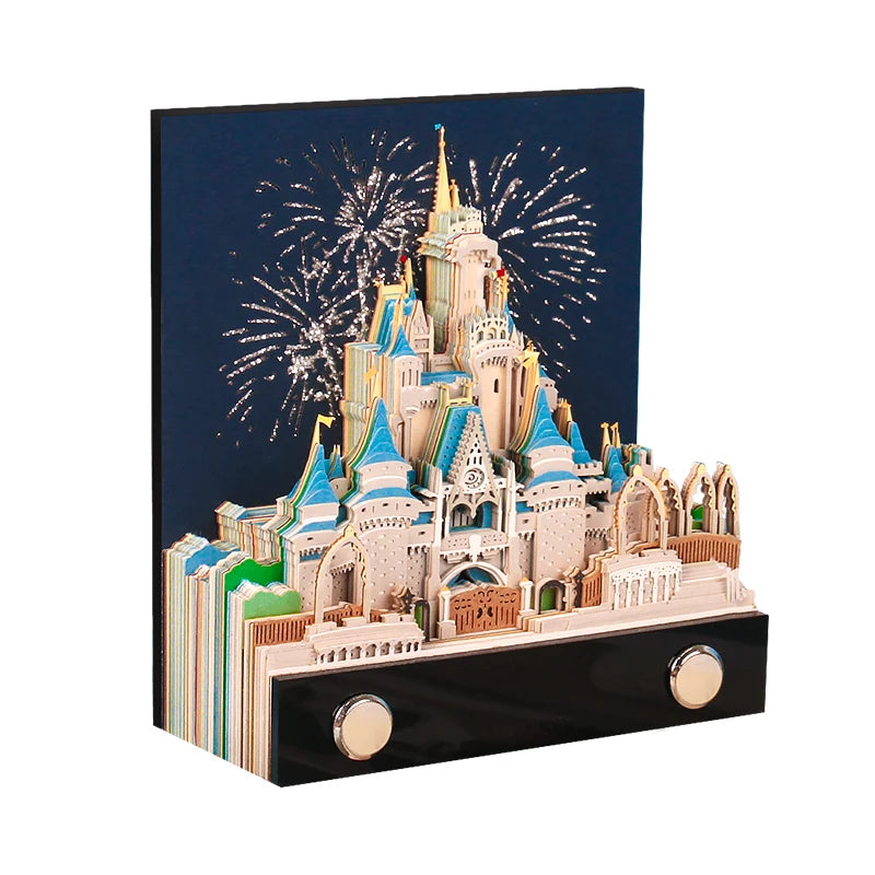 Omoshiroi 3D Year Calendar & Memo Pad - Castle Sticky Notes, Office & Birthday Gift