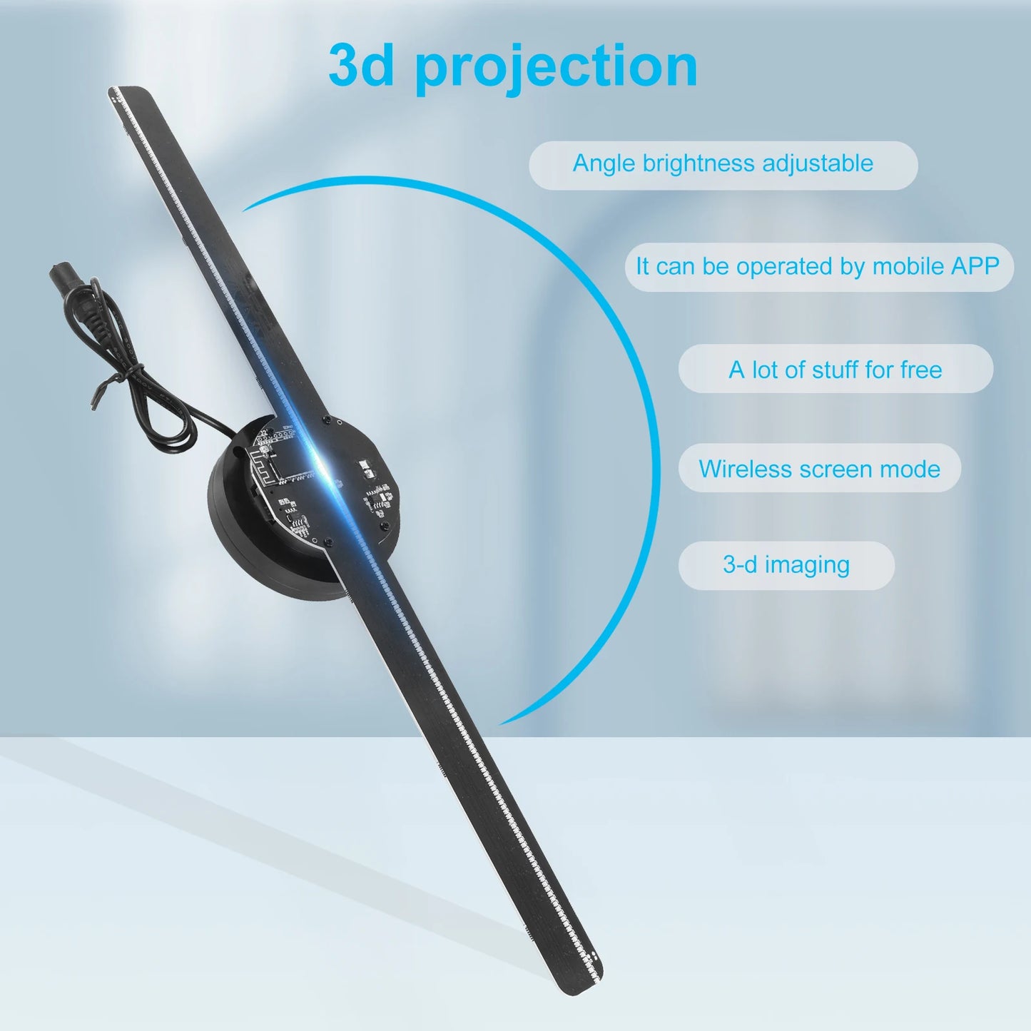 42cm 3D Holographic Projector 224 LED Lamp Beads Upload Holographic 3D Photos Videos Via WIFI and PC Display Advertising Machine